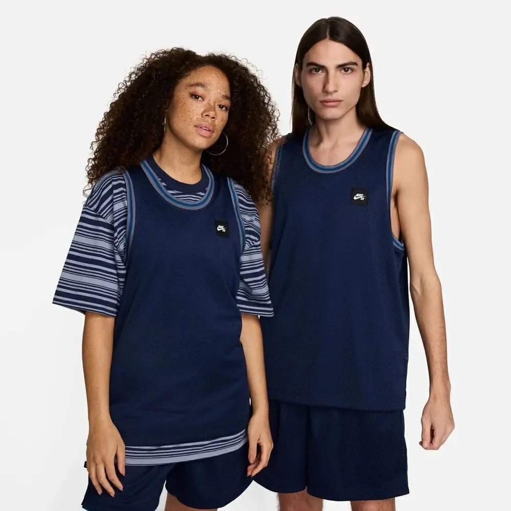 NIKE SB Basketball Jersey Top Unisex Adult Blue Gray Reversible Mesh